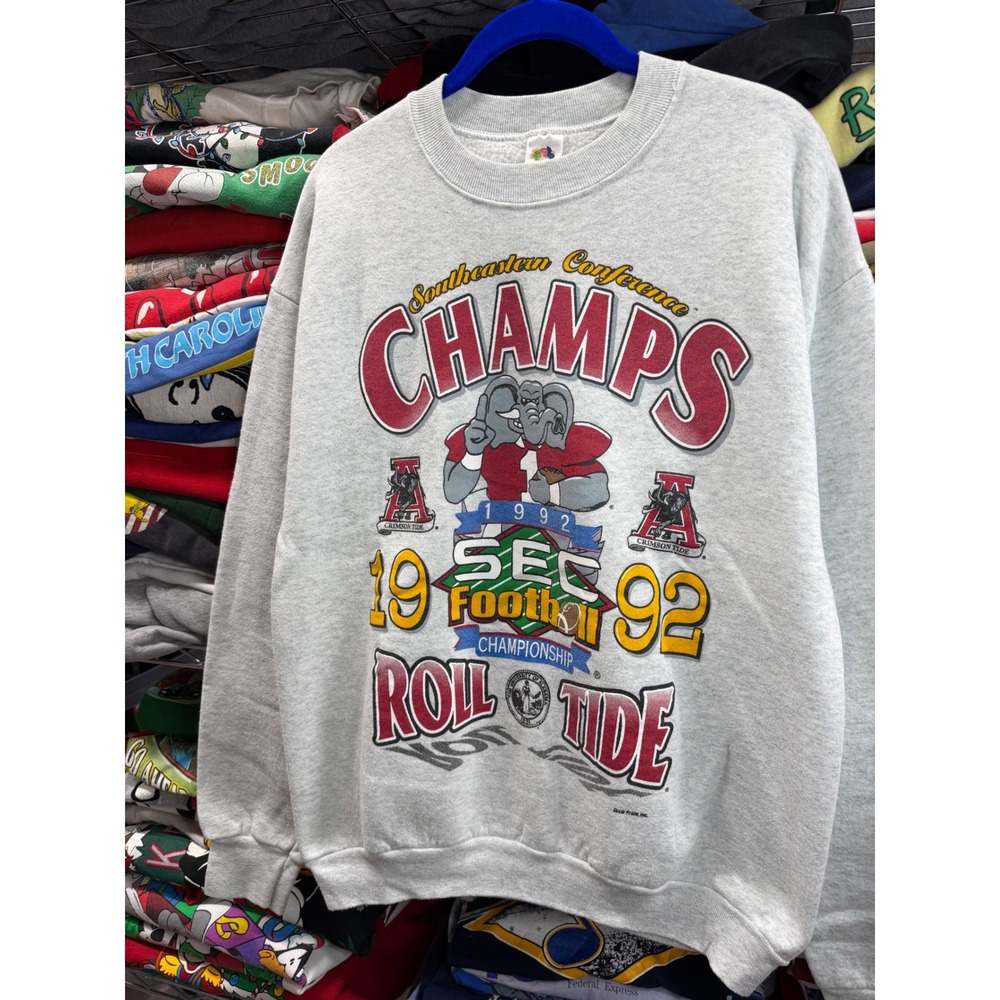 Vintage 1992 Alabama Crimson Tide SEC Champs Sweatshirt Fruit of the Loom Gray L